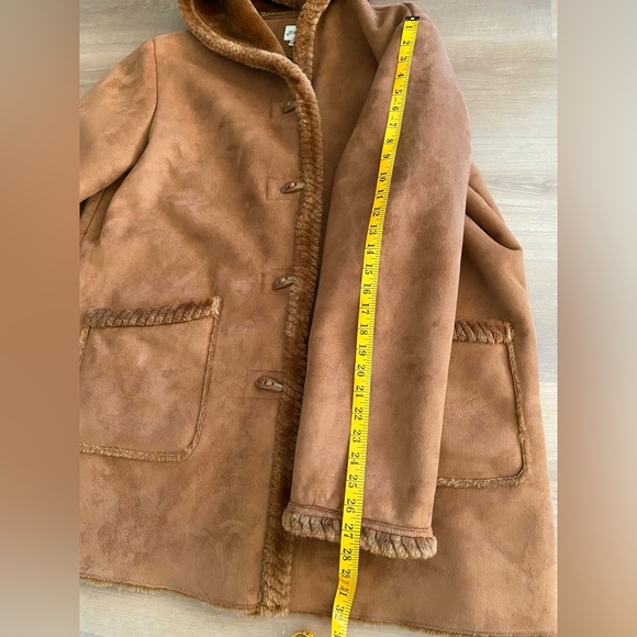 St Johns Bay Hooded Faux Suede Faux Fur Lining Brown Coat Jacket Women's Size 1X - Picture 6 of 8